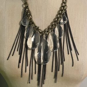 Joan Rivers Chain Fringe Faux Quartz Crystal Statement Necklace
